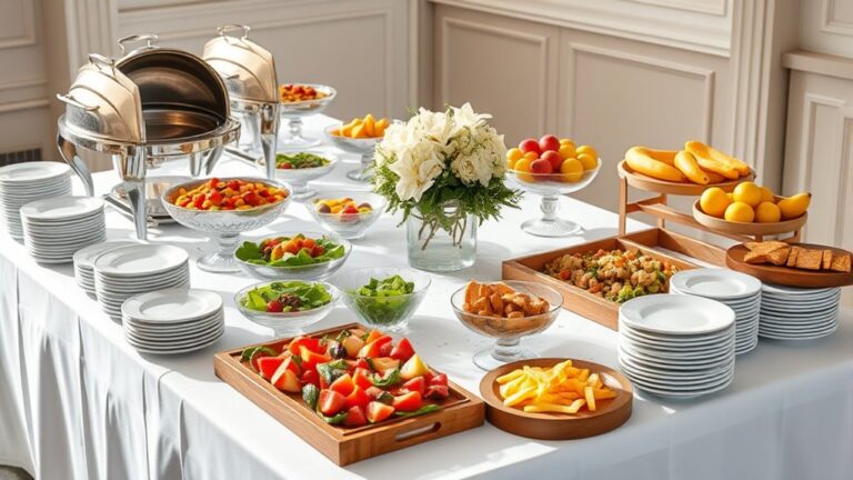 arranged food service setup