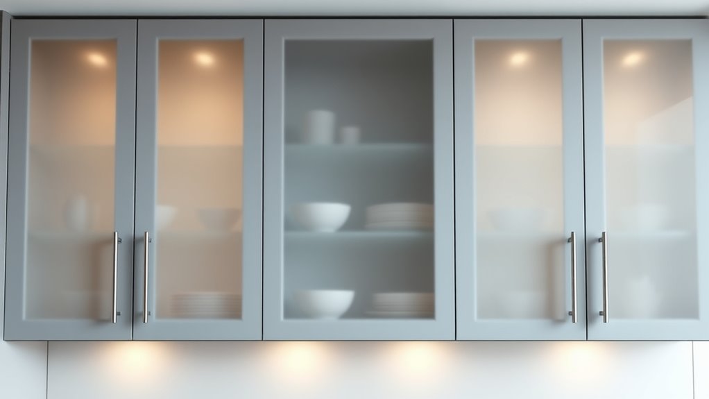 elegant frosted glass cabinetry