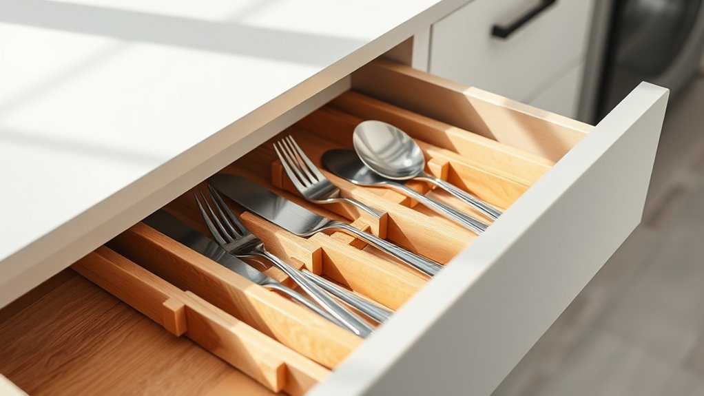 organize utensils with dividers