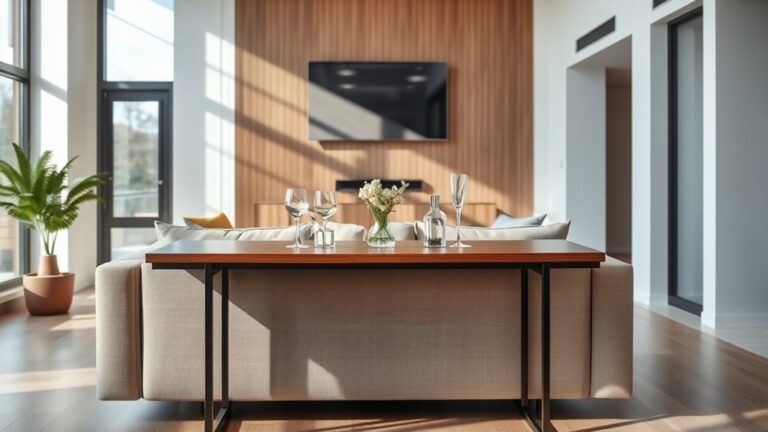 positioning a bar table behind couch